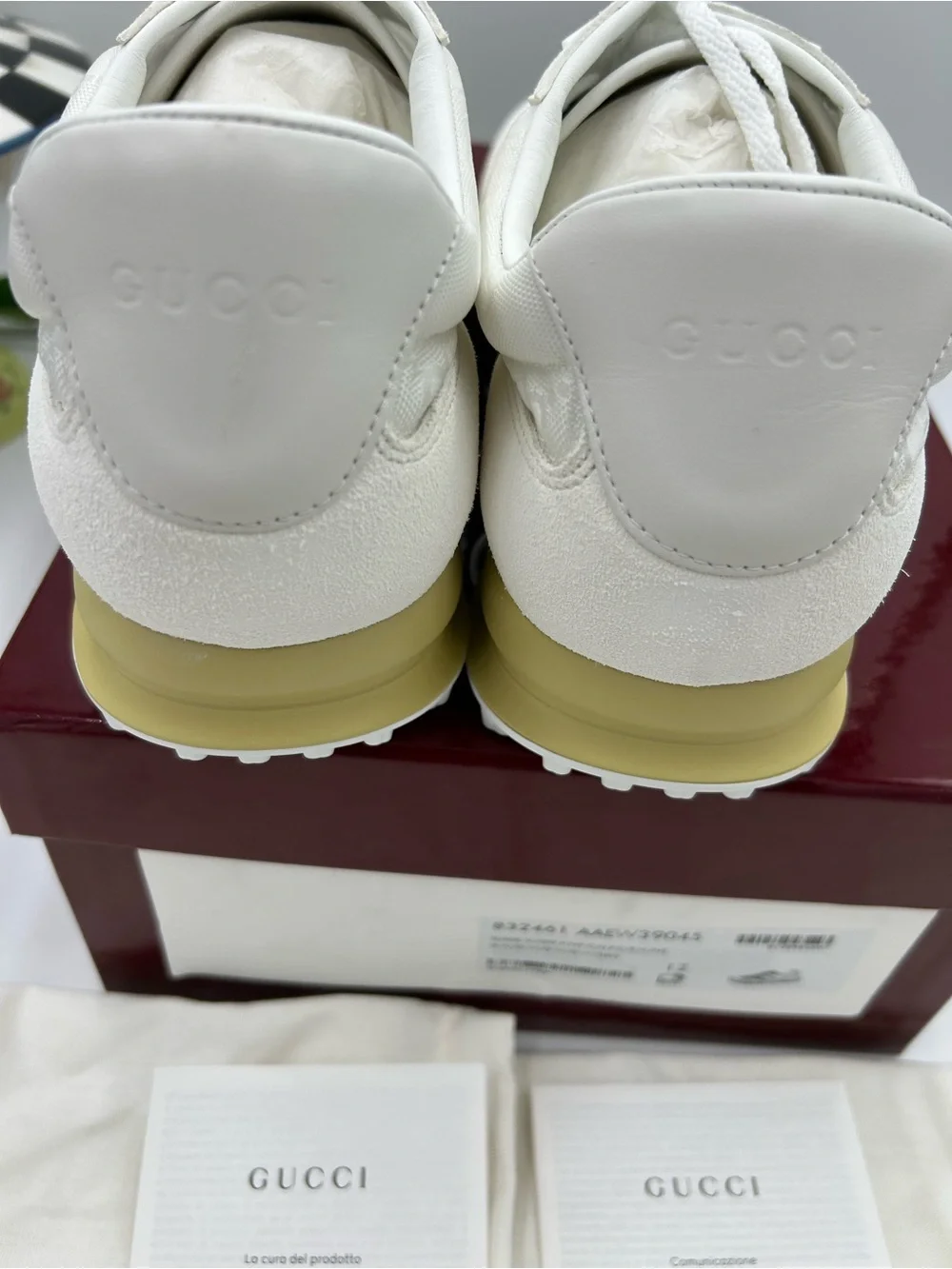 Men's Gucci re-motion GG canvas/suede sneakers size 12 fits 12.5 US made Italy